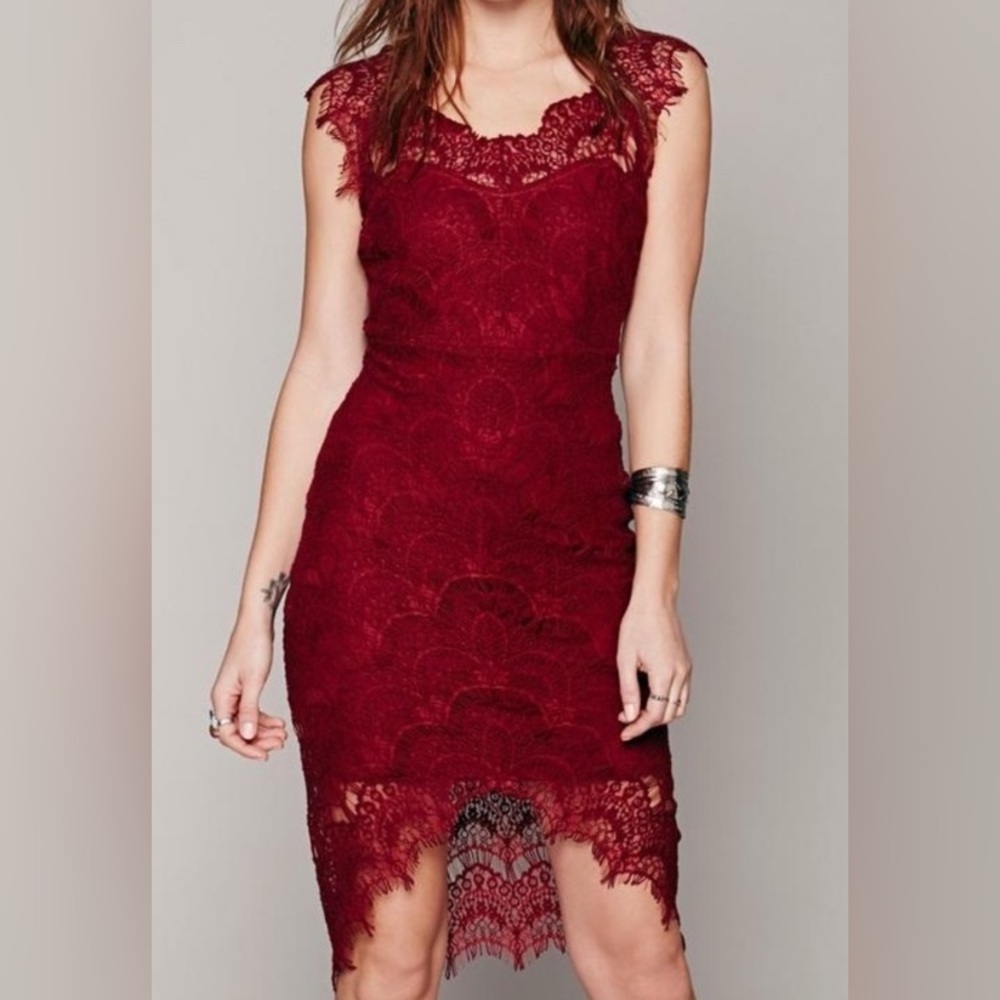 FREE PEOPLE Burgundy Lace Dress
